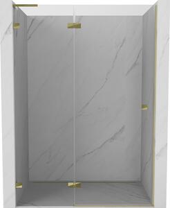 Mexen, Mexen Lunar L Bal oldali billenő zuhanyajtó 130 cm, átlátszó, arany - 834L-130-000-50-00-L