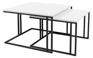 Dohányzóasztal szett Oswego 110, Fém, 50x76cm, Fekete, Fehér