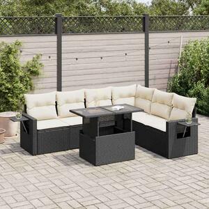 VidaXL Polyrattan Kerti Ülőgarnitúra - 7 részes - Fekete