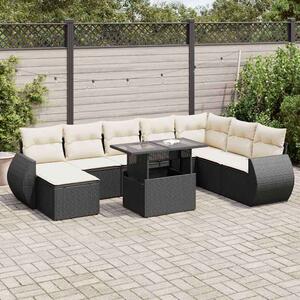 VidaXL Polyrattan Kerti Ülőgarnitúra - 9 részes - Fekete