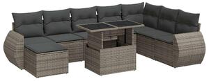 VidaXL Polyrattan Kerti Ülőgarnitúra - 9 részes - Szürke