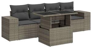 VidaXL 5 részes Szürke Polyrattan Kerti Ülőgarnitúra