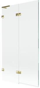 Mexen Lunar L, kétszárnyú kádparaván bal oldali 100 x 150 cm, átlátszó üveg, fényes arany, 897L-100-100-50-00-L