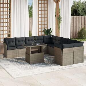 VidaXL Polyrattan Kerti Ülőgarnitúra - 11 részes - Világosszürke