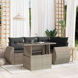 VidaXL Polyrattan Kerti Ülőgarnitúra - 5 részes - Világosszürke