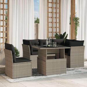 VidaXL Polyrattan Kerti Ülőgarnitúra - 6 részes, Világosszürke