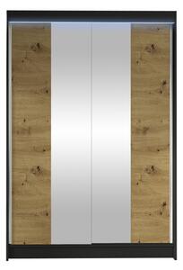 Gardróbszekrény Closico Salvor II, Laminált forgácslap, 200x120x58cm, Artisan tölgy, Fekete