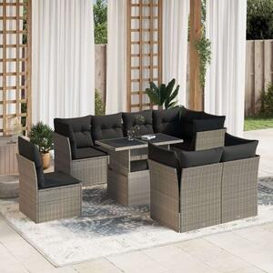 VidaXL Polyrattan Kerti Ülőgarnitúra - 9 részes - Világosszürke