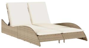 VidaXL Dupla Napozóágy - Polyrattan - Bézs - 205x114 cm