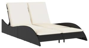 VidaXL Dupla Napozóágy - Polyrattan - 205 cm, Fekete