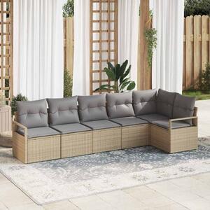 VidaXL Kerti Kanapé Szett 6 pcs Bézs Poli rattan