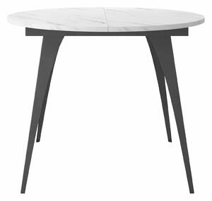 Asztal Oswego 132, 76cm, Fehér márvány, Fekete