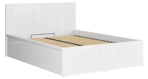Franciaágy 140 cm Tetrix 8 (fényes fehér) (ágyráccsal) (tárolóhellyel)