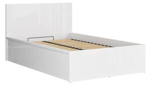 Egyszemélyes ágy 120 cm Tetrix 6 (fényes fehér) (ágyráccsal) (tárolóhellyel)