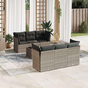 VidaXL Polyrattan Kerti Ülőgarnitúra - 7 részes, Világosszürke