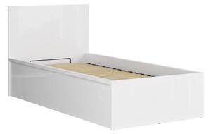Egyszemélyes ágy 90 cm Tetrix 15 (fényes fehér) (ágyráccsal) (tárolóhellyel)