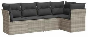 VidaXL Polyrattan Kerti Ülőgarnitúra - 5 részes, Világosszürke