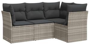 VidaXL Polyrattan Kerti Ülőgarnitúra - 4 részes, Világosszürke