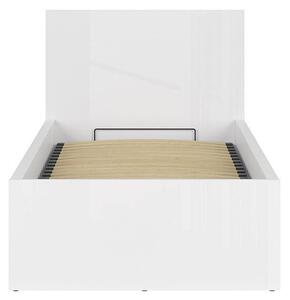 Egyszemélyes ágy 90 cm Tetrix 15 (fényes fehér) (ágyráccsal) (tárolóhellyel)