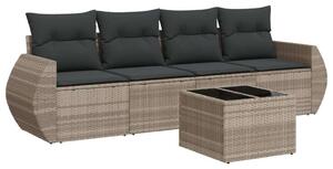 Polyrattan Kerti Ülőgarnitúra - 5 részes - Világos Szürke