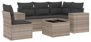 Polyrattan Kerti Ülőgarnitúra - 6 részes - Világos Szürke