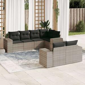 VidaXL Polyrattan Kerti Ülőgarnitúra - 7 részes, Világosszürke