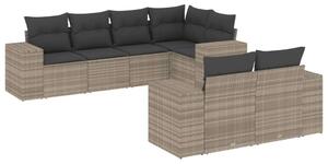 VidaXL Polyrattan Kerti Ülőgarnitúra - 7 részes, Világosszürke