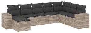 VidaXL Polyrattan Kerti Ülőgarnitúra - 8 részes, Világosszürke