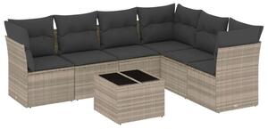 VidaXL Polyrattan Kerti Ülőgarnitúra - 7 részes - Világosszürke