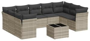 VidaXL Polyrattan Kerti Ülőgarnitúra - 10 részes, Szürke