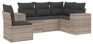 VidaXL Polyrattan Kerti Ülőgarnitúra - 5 részes, Világosszürke