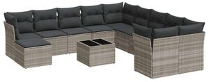 VidaXL 12 részes világosszürke polyrattan kerti ülőgarnitúra párnával