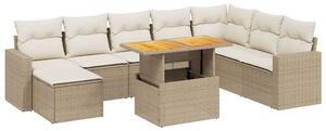 VidaXL Polyrattan Kerti Ülőgarnitúra - 9 részes - Bézs