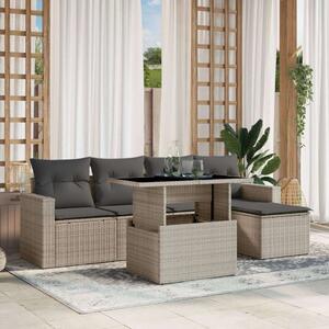 VidaXL Polyrattan Kerti Ülőgarnitúra - 6 részes, Világosszürke