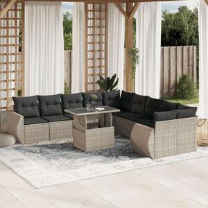 VidaXL Polyrattan Kerti Ülőgarnitúra - 11 részes, Világosszürke