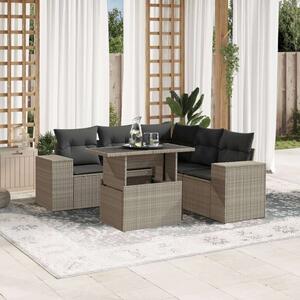 Polyrattan Kerti Ülőgarnitúra - 6 részes - Világosszürke