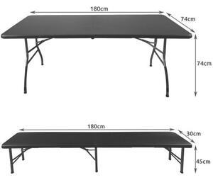 Gardlov Összecsukható kerti sörpad szett asztal 180cm + 2 pad - fekete 17966