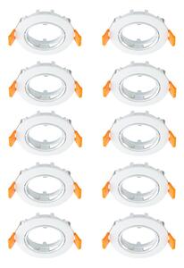 PRIOS Prios mennyezeti süllyesztett lámpa Fibur, fehér, cink, Ø 8,2 cm, 10 db, dimmelhető, Fehér / opál, Nappali / Étkező, fém, Modern