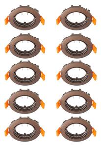 PRIOS Prios mennyezeti süllyesztett lámpa Fibur, bronz, cink, Ø 8,2cm, 10 db, dimmelhető, Bronz / antik sárgaréz, Nappali / Étkező, fém, Modern