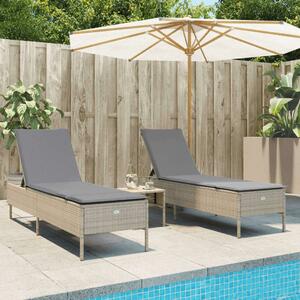 VidaXL Polyrattan Napozóágy (2 db) - Bézs