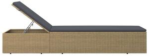 RelaxDays Polyrattan Napozóágy - Barna/Sötétszürke - 198cm