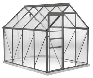 Outsunny polikarbonát és alumínium üvegház állítható ablakkal és tolóajtóval, 190x253x199 cm, sötétszürke