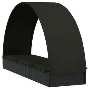 VidaXL Napozóágy - Fekete Polyrattan - 211cm