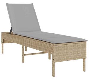 VidaXL bézs polyrattan napozóágy párnával 55x200x44 cm
