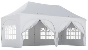 Outsunny összecsukható kerti pavilon 3x6 m, levehető oldalfalakkal és hordtáskával, fehér