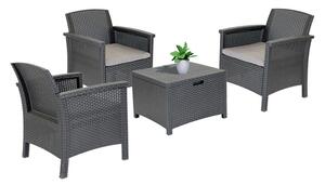 Venus Trio Grafit Rattan Hatású Kerti Bútor Garnitúra