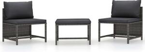 VidaXL Polyrattan Kerti Ülőgarnitúra - 3 részes - Szürke