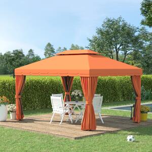Outsunny Luxus Kerti Pavilon, Vízálló Baldachin, 3x4 m, Narancssárga