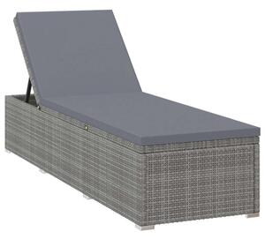 VidaXL Napozóágy - Szürke Polyrattan - 195cm
