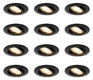 12 db-os beépíthető spotlámpa szett fekete GU10 35mm - Edu